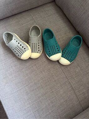 Native Kids Slip-On Water Shoes in Teal and Light Gray. Bundle. Two pair for $25